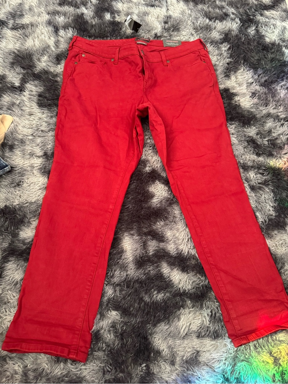 torrid Boyfriend Straight Pants in Red/ Darker shade camera is making it bright